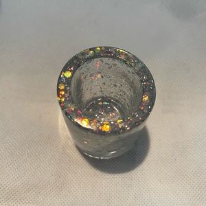 COPY - Glitter Resin Shot Glass- Iridescent silver